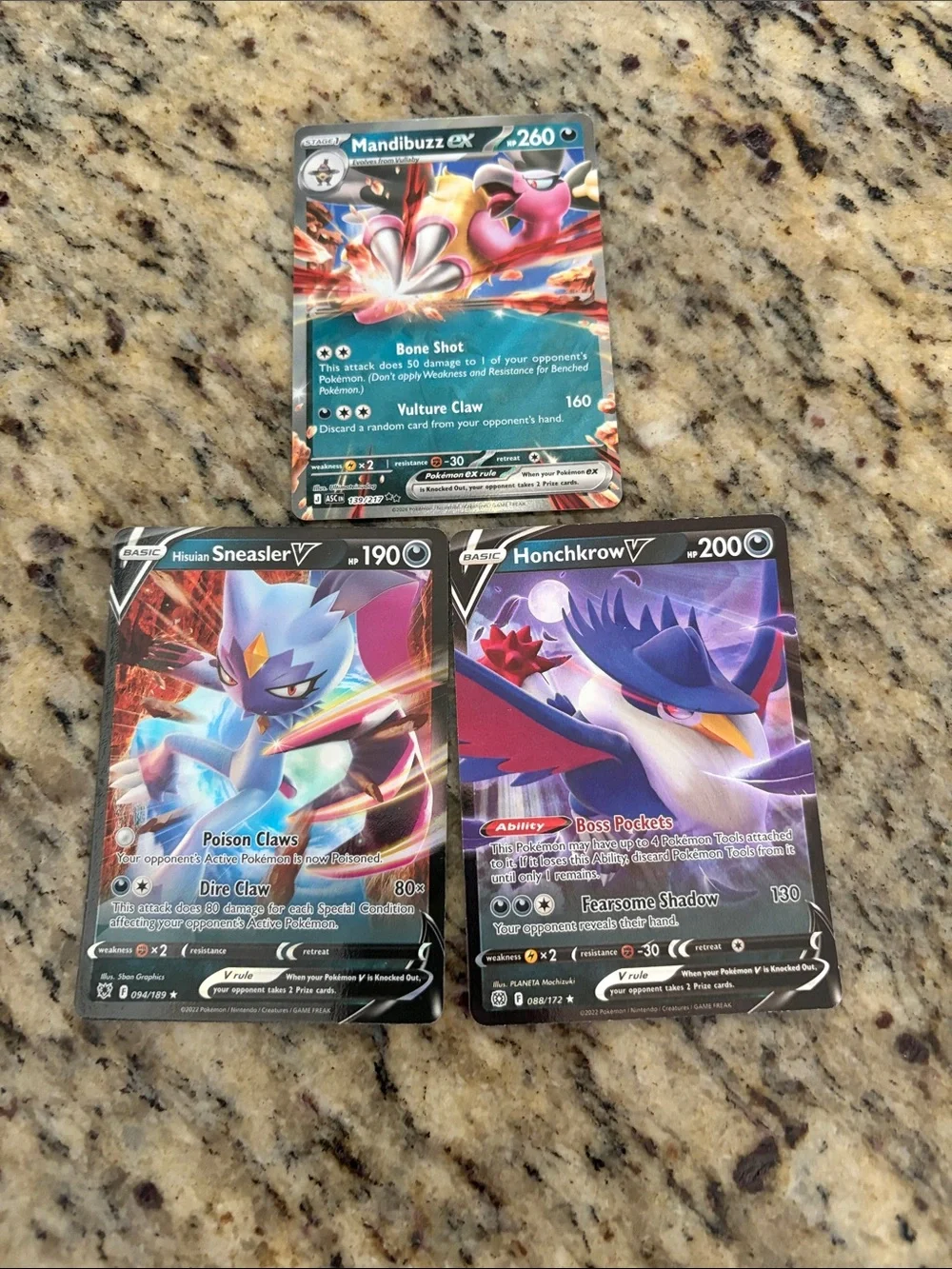 Pokemon Trading Cards - Black, Purple, Teal Artwork Set